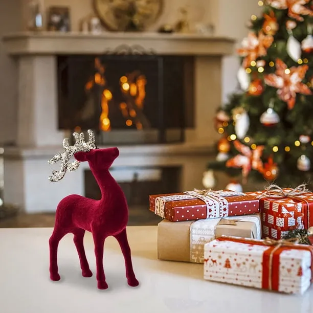 CY5O5ee 2026 Christmas Reindeer Figurines Tabletop Small Reindeer Christmas  Decoration Indoor Red Flocking Standing Deer Decorations for Kitchen Mantle  Shelf Home - Walmart.ca