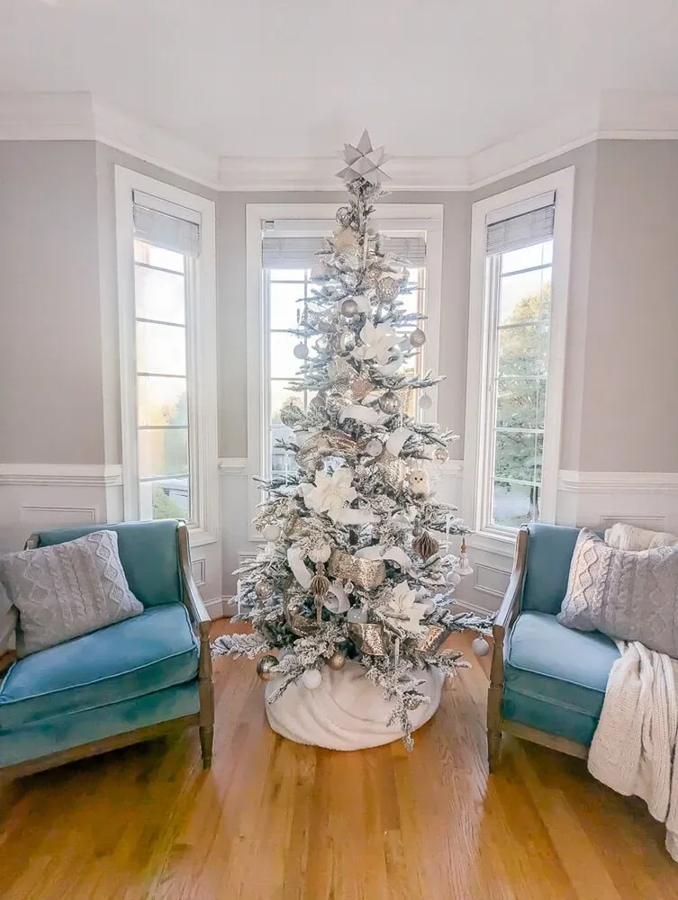Decorated Flocked Pencil Christmas Tree 15 Gorgeous Flocked Christmas Trees  For Any Budget Updated For 2025