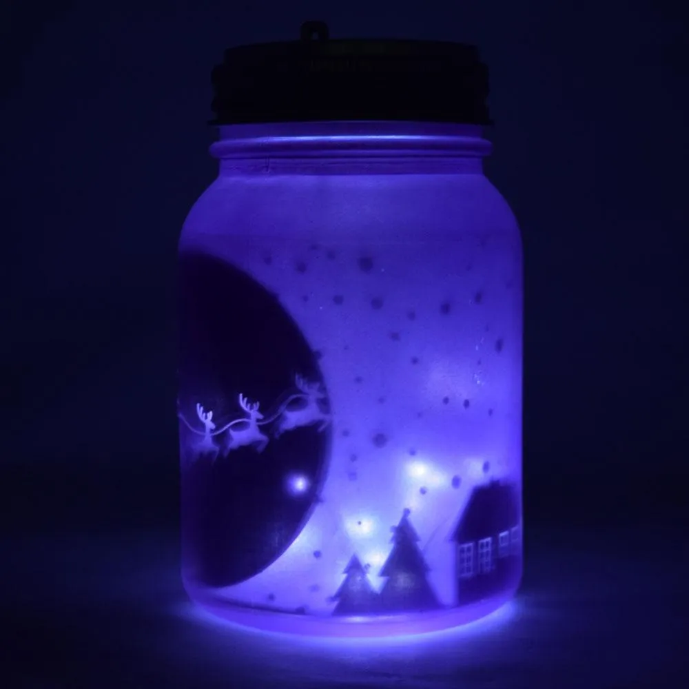 Decorative Christmas Holiday Frosted Mason Jar Luminaries Lantern Set -  Luna Bazaar | Boho & Vintage Style Decor