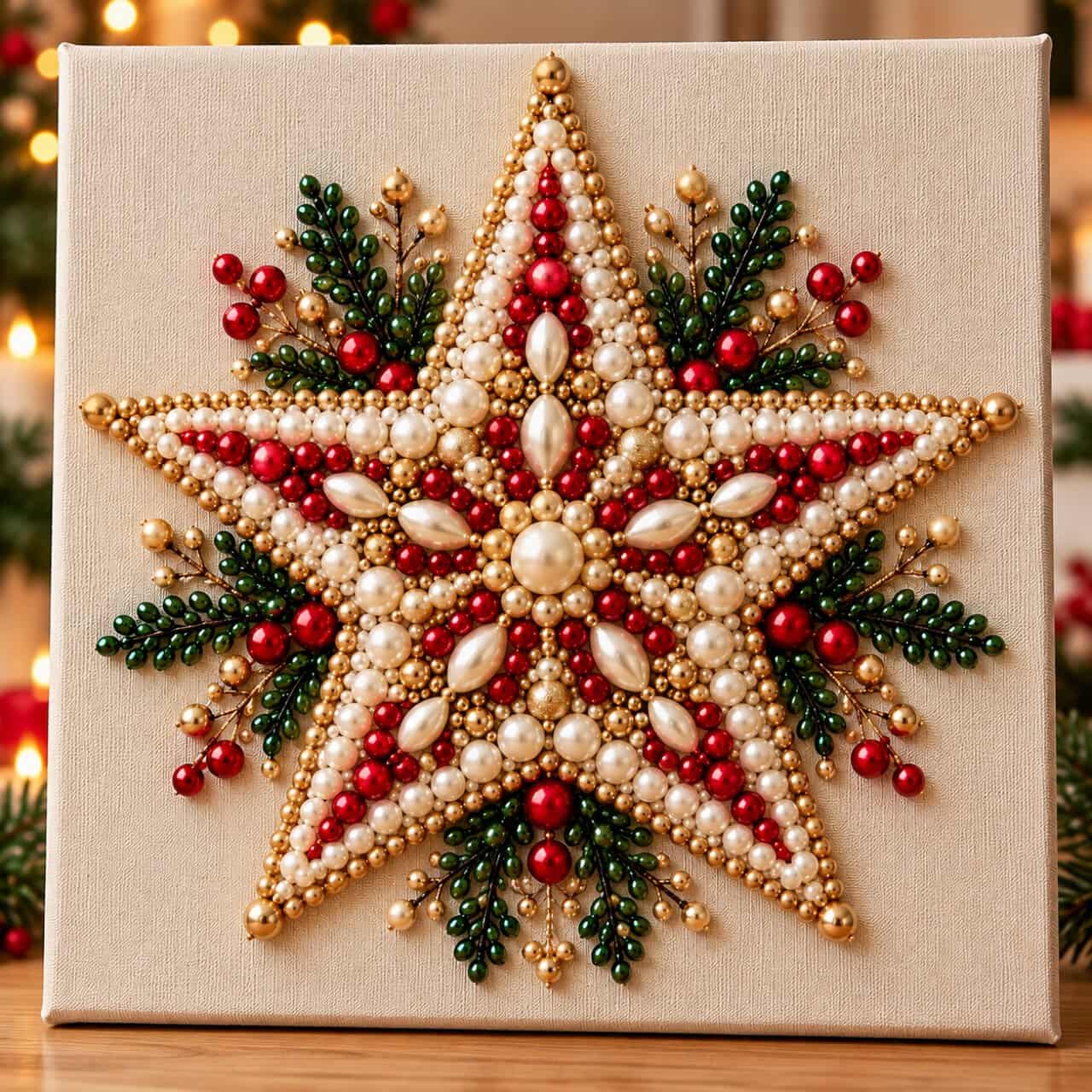 DIY Beaded Christmas Canvas Art Tutorial: 8 More Design Ideas
