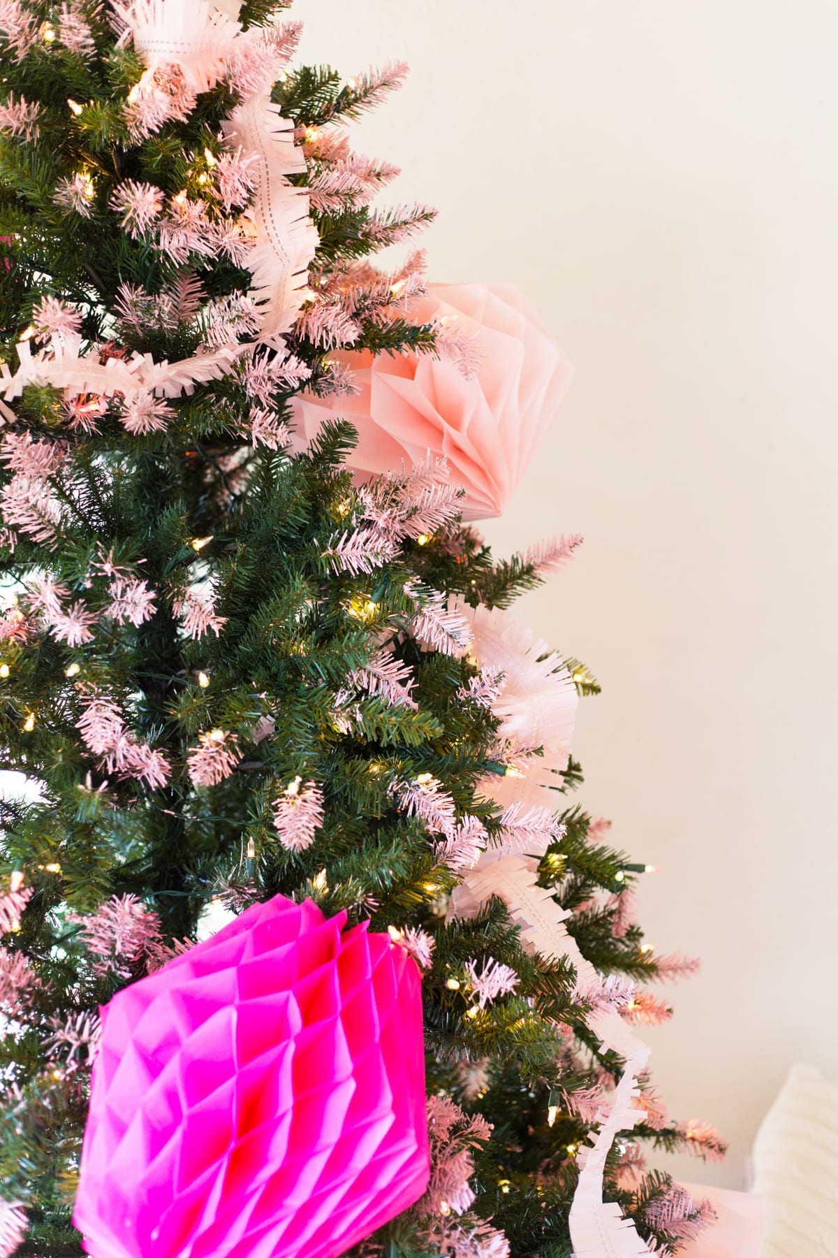 DIY Pink Tipped + Honeycomb Christmas Tree » Lovely Indeed