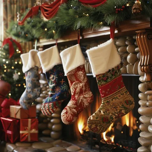 Download Festive Fireplace Decor Image - Christmas, Stockings, Fireplace |  StockCake