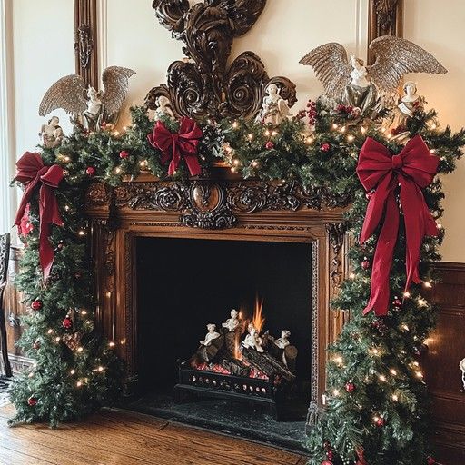 Download Festive Fireplace Decor Image - Christmas, Fireplace, Decorations  | StockCake