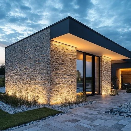 Download Modern illuminated house Image - Modern, House, Architecture | StockCake