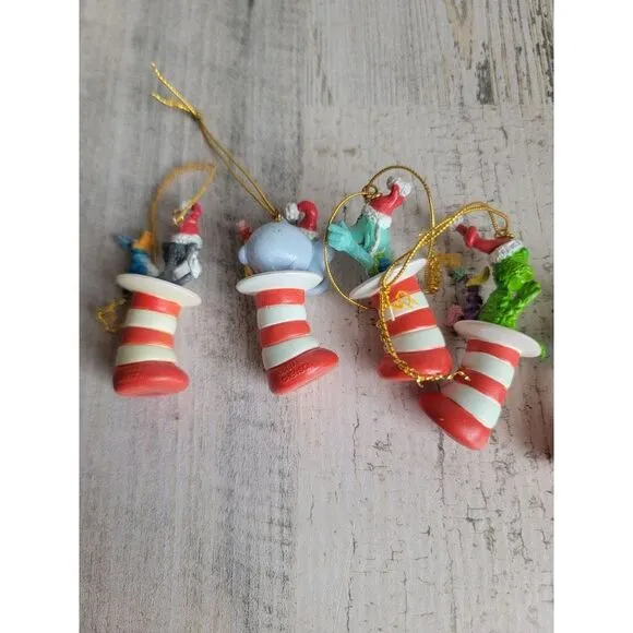 Dr Seuss book characters cat hat Horton Grinch ornament Xmas