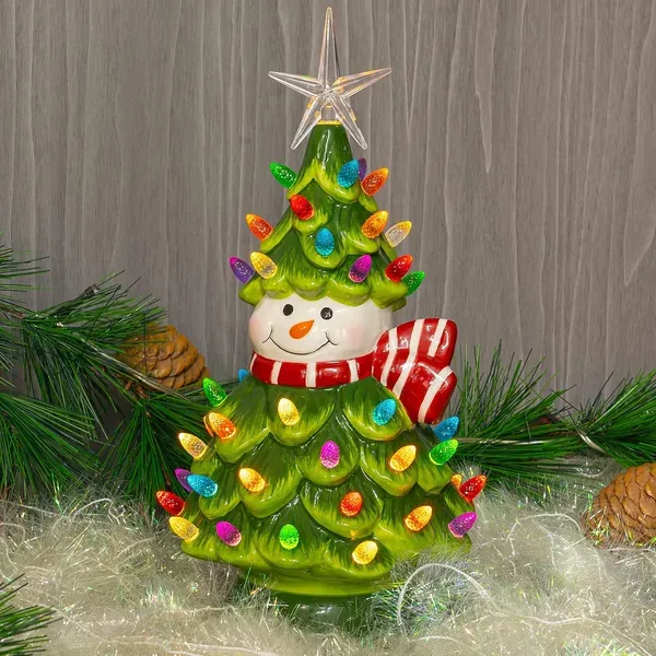 Dropship 11' Ceramic Christmas Tree, Pre-lit Battery Operated Vintage  Tabletop Snowman Tree Ornaments With 50 Multicolored Lights, Christmas  Table Decorations For Xmas Indoor Desk Centerpiece Decor 