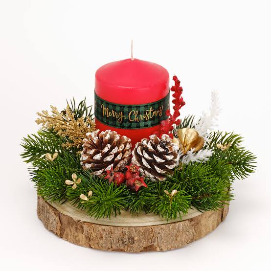 Elegant Christmas Centerpiece – Red Broad Candle for Festive Décor – Everything Christmas