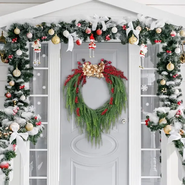 Elegant Festive Holiday Wreath Featuring Realistic Greenery And Berry For Your Main Entrance Interior Exterior - Walmart.ca