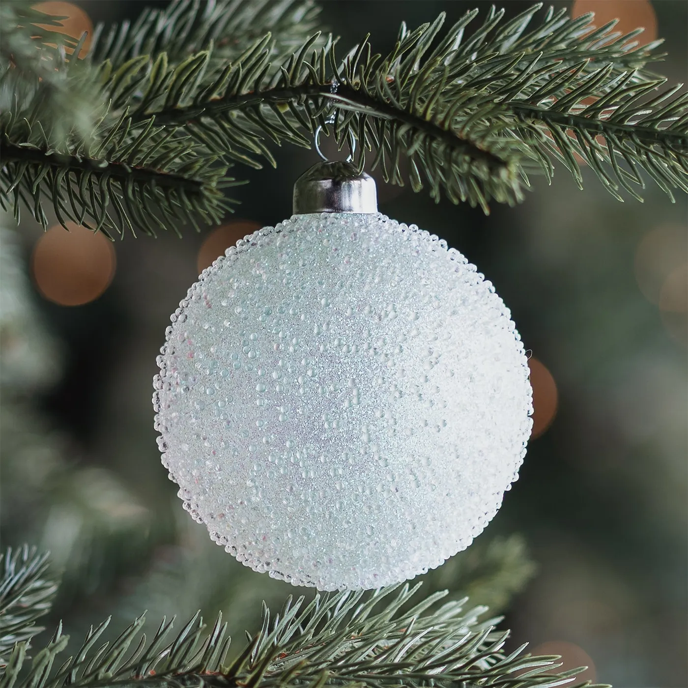 Eucalyptus green Christmas bauble 8 cm glass | It's all about Chris...