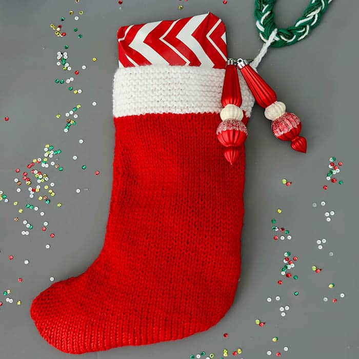 Flat Knit Christmas Stocking Knitting Pattern -