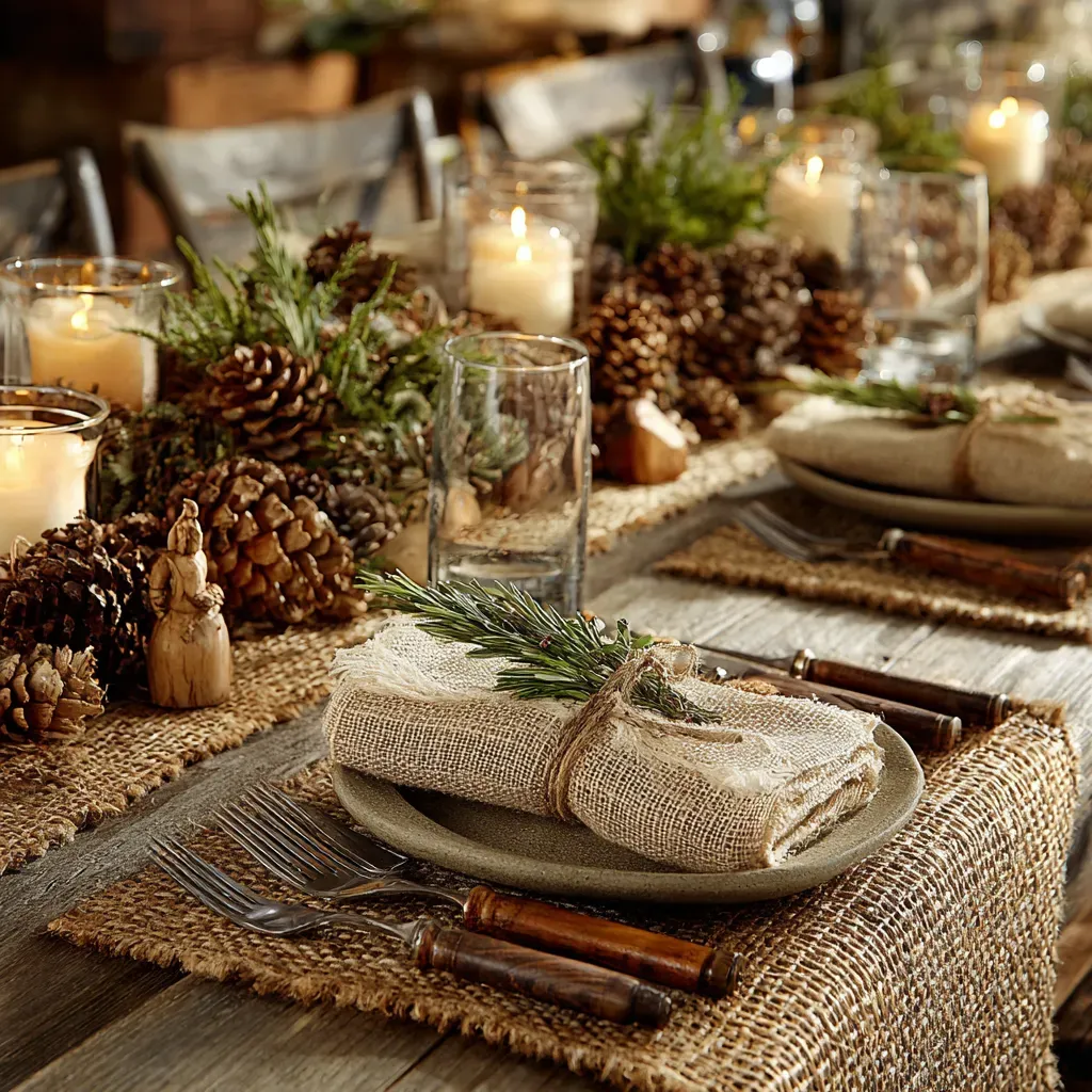🌟 Folkloric Christmas Table Setting: A Rustic Feast 🍽️