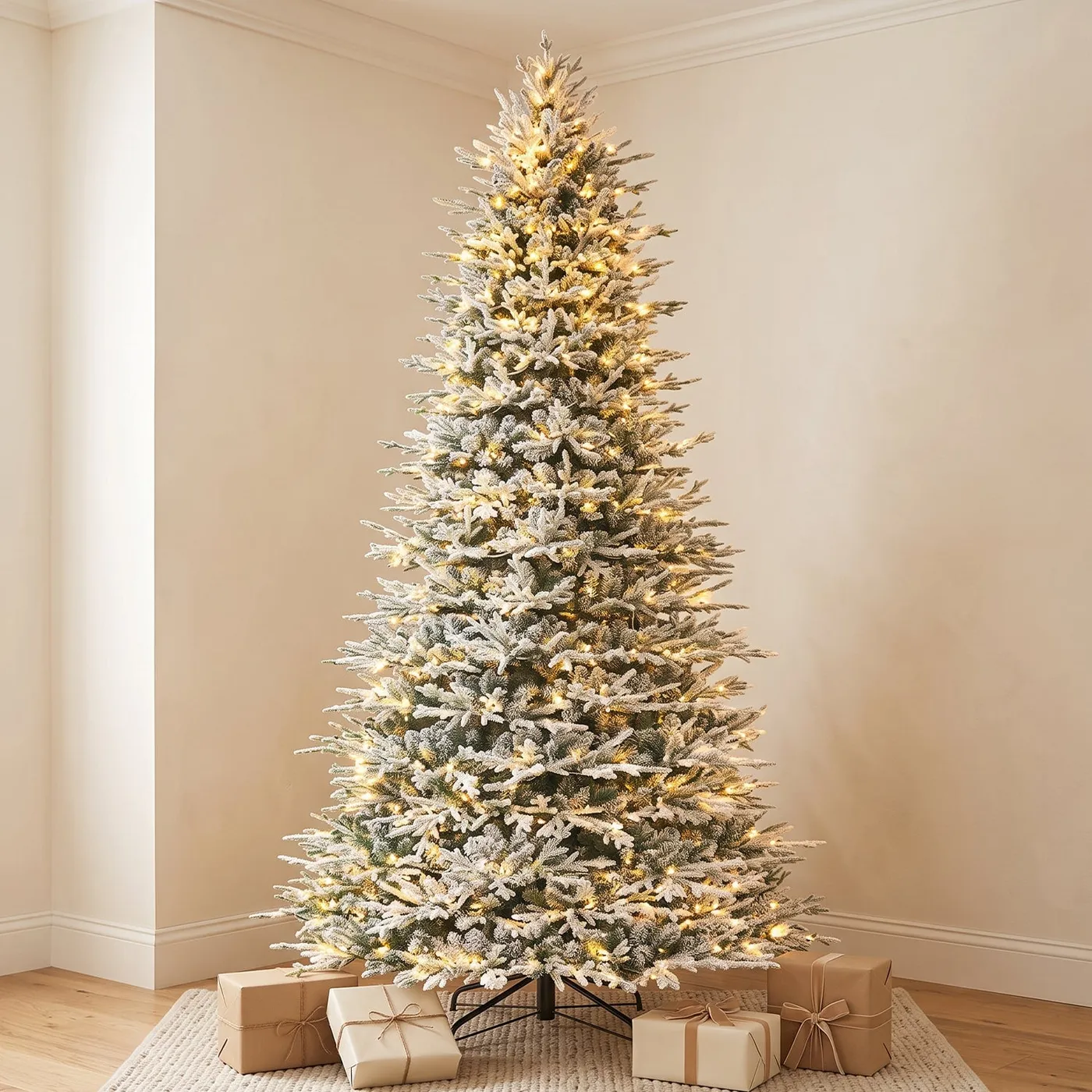 Fraser Fir Christmas White Decorated Artificial Christmas Trees Puleo  International Ft Pre-lit Flocked Royal Majestic