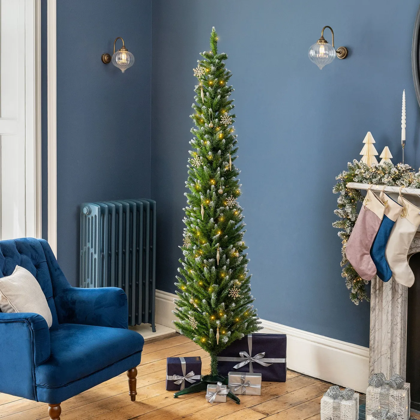 Frosted Artificial Pencil Christmas Tree | 5ft–7ft | Christow