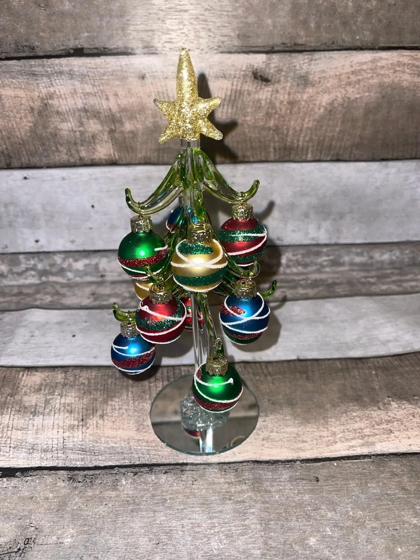 Ganz Blown Glass Christmas Tree 6” w/ 12 | Mercari
