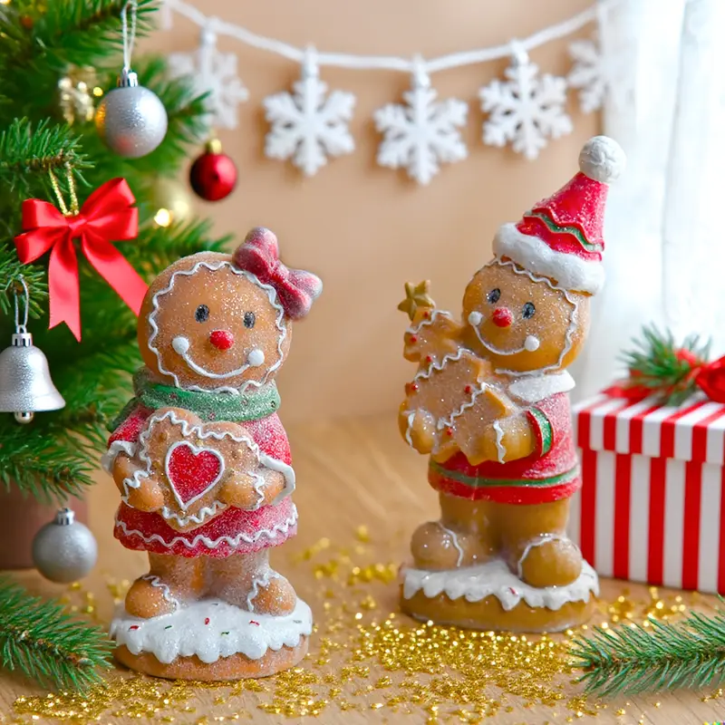 Gingerbread for Man Figurine - Resin Collectible Statue Christmas  Decoration, Featuring a * and Red and White Icing Details, Holding a  Heart-shaped Cookie - Indoor/outdoor Holiday Display, No ...