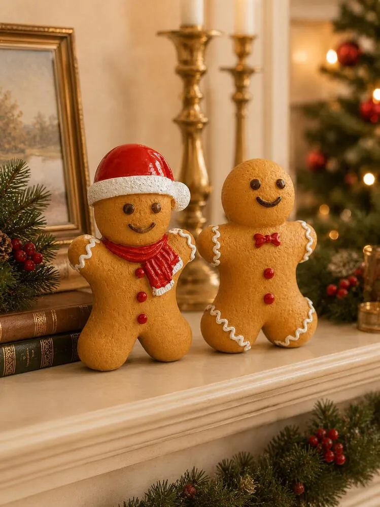 Gingerbread Home Interior Christmas Figurines The Holiday Aisle® Gingerbread  House Ornaments Christmas Tree Decoration 12Pcs
