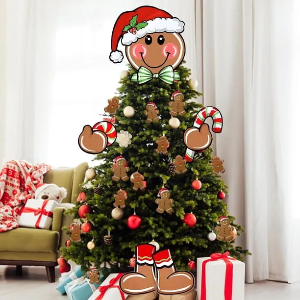 Gingerbread Man Christmas Tree Topper Head Arms and Legs, Xmas Peppermint  Candy Santa Hat Decorative Tree Ornaments Decor, Holiday Indoor Home  Decorations Party Supplies - Walmart.ca