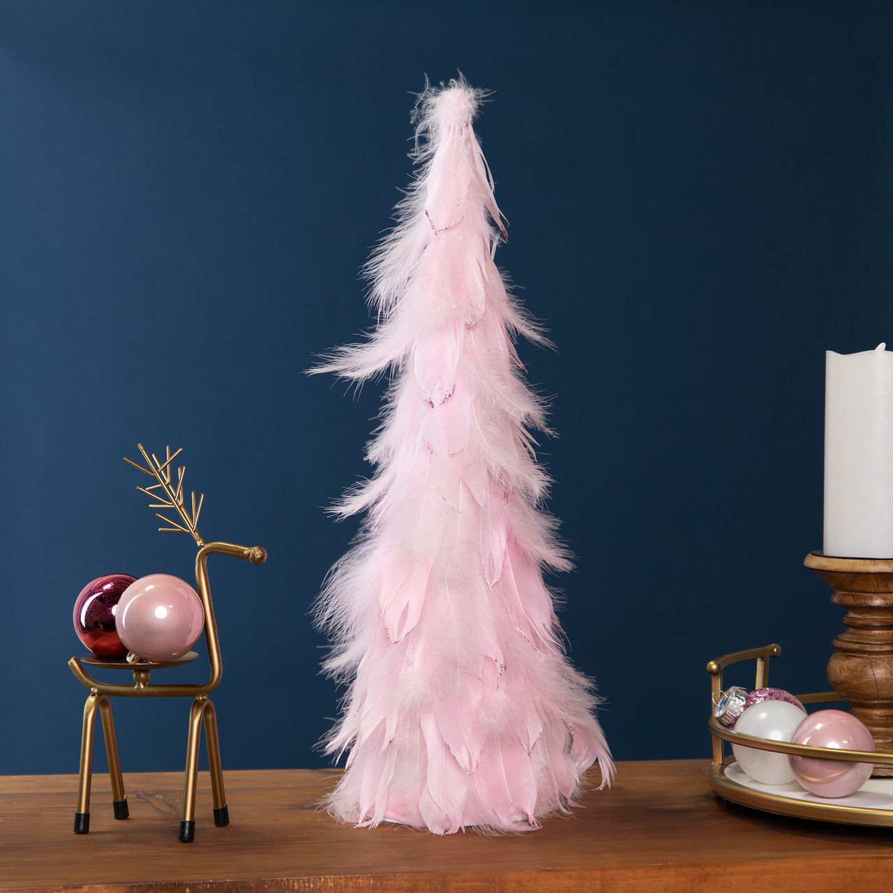 Glittered Layered Feather Cone Tree Christmas Decoration - 19.5' - Pink |  Christmas
