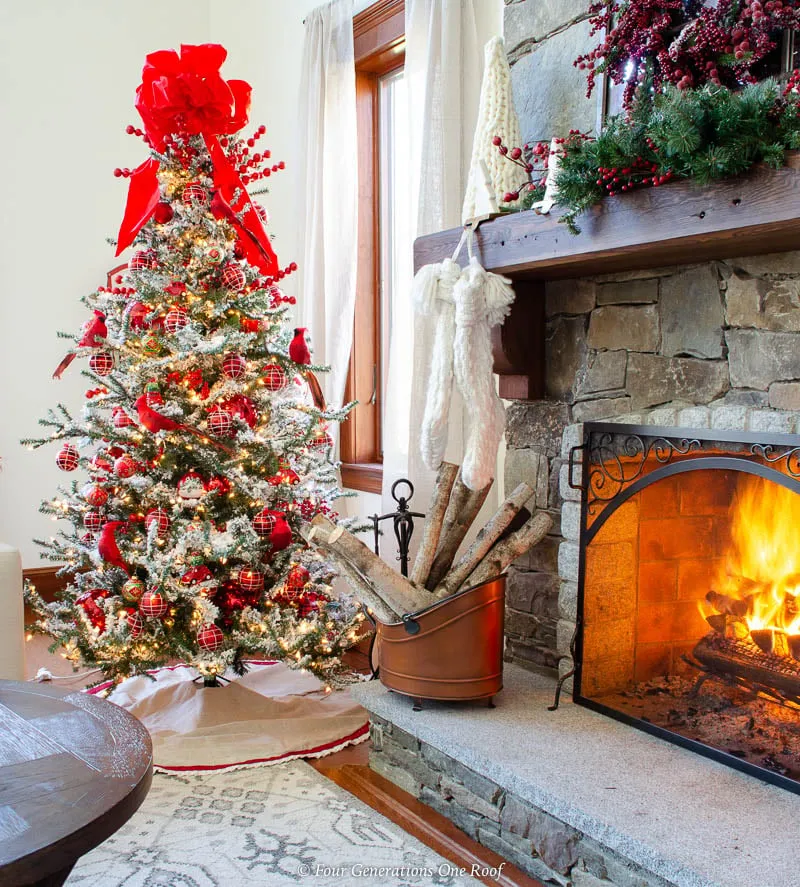 Gold Flocked Christmas Tree Red And Gold Christmas Tree Four Generations One Roof