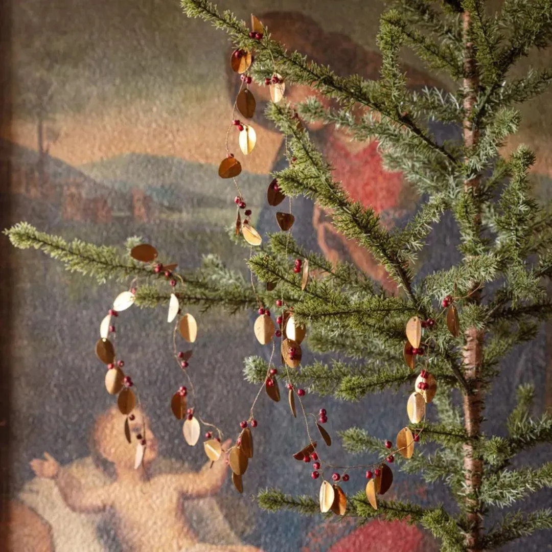 Gold Leaf and Wooden Bead Berry Garland | Cozy Cottage & Co.