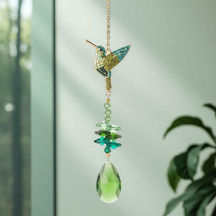 Green Hummingbird Crystal Sun Catcher, Rainbow Crystal Window Hanging  Ornament With Coconut Tree Design, Decorative Pendant For Home, Garden,  Patio, Balcony, Indoor Outdoor Decor, Car Charm, Christm