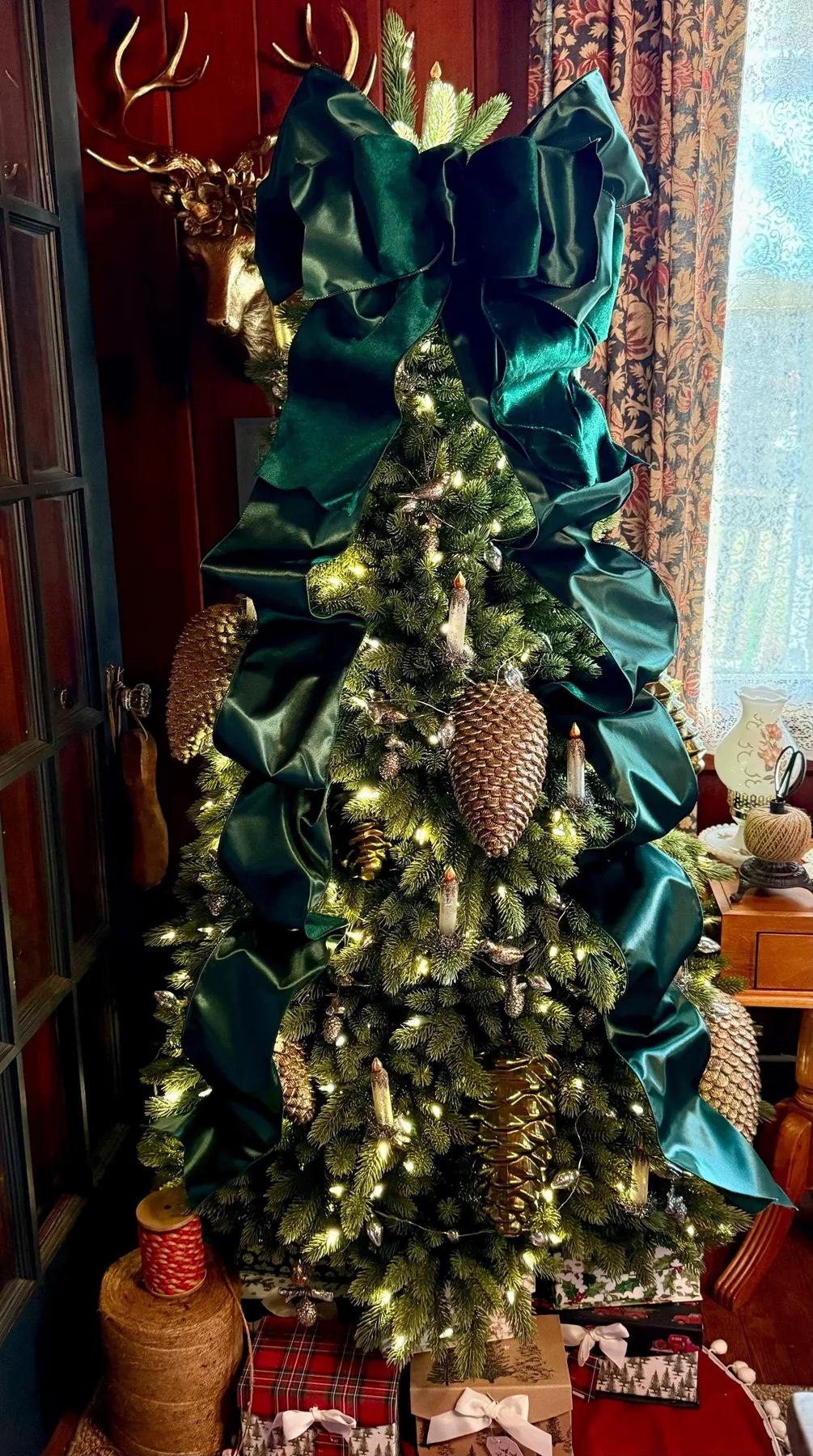 Green Velvet Tree Bows - Etsy UK Vintage Green Wreath Bow 20x11 Inch Velvet  Tree Topper Golden