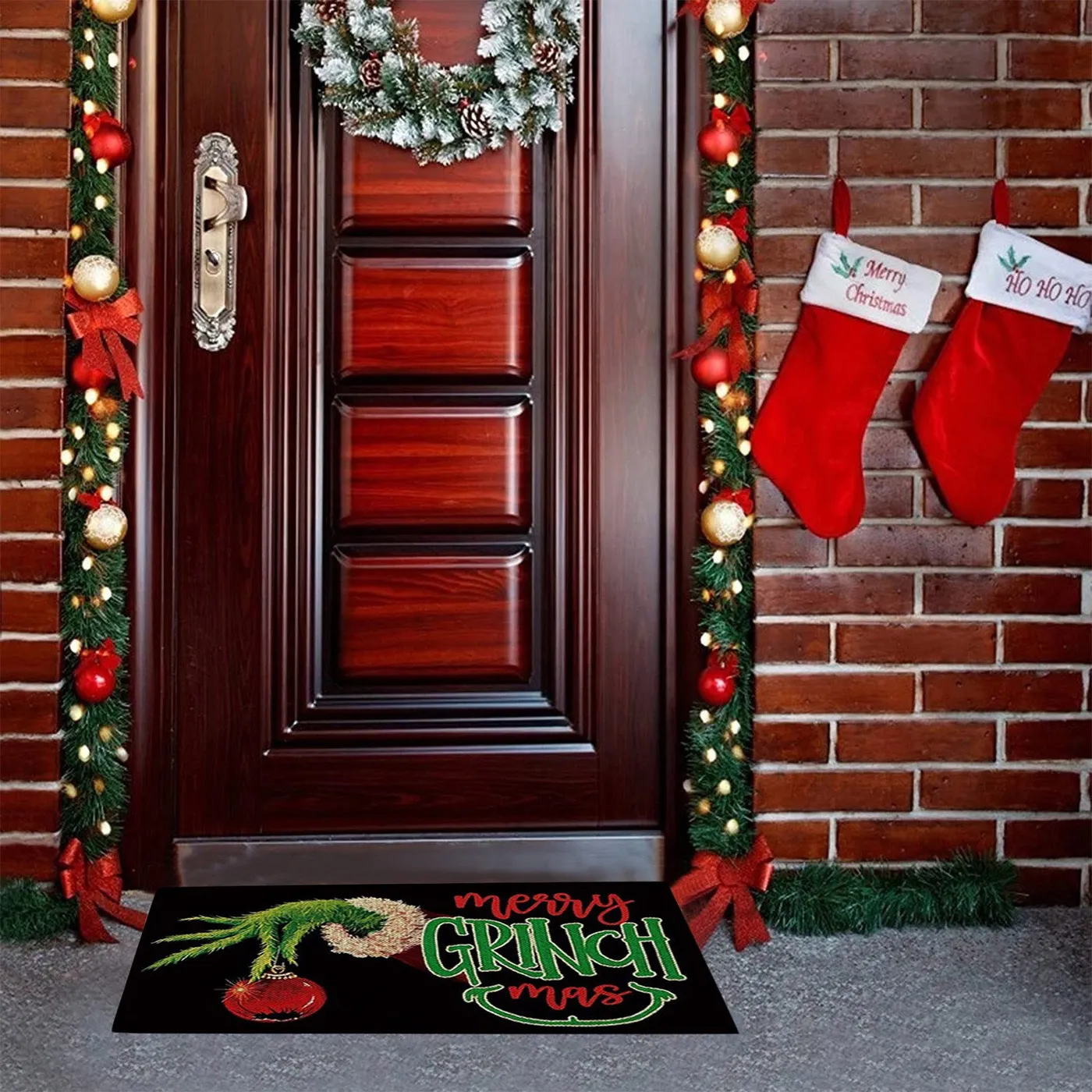 Grinch Christmas Decorations Christmas Festival Decoration Front Door  Carpet Indoor Outdoor Mat - Walmart.ca