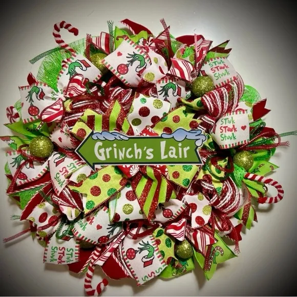 Grinch Christmas wreath Large 20 inch handmade grinch decorations