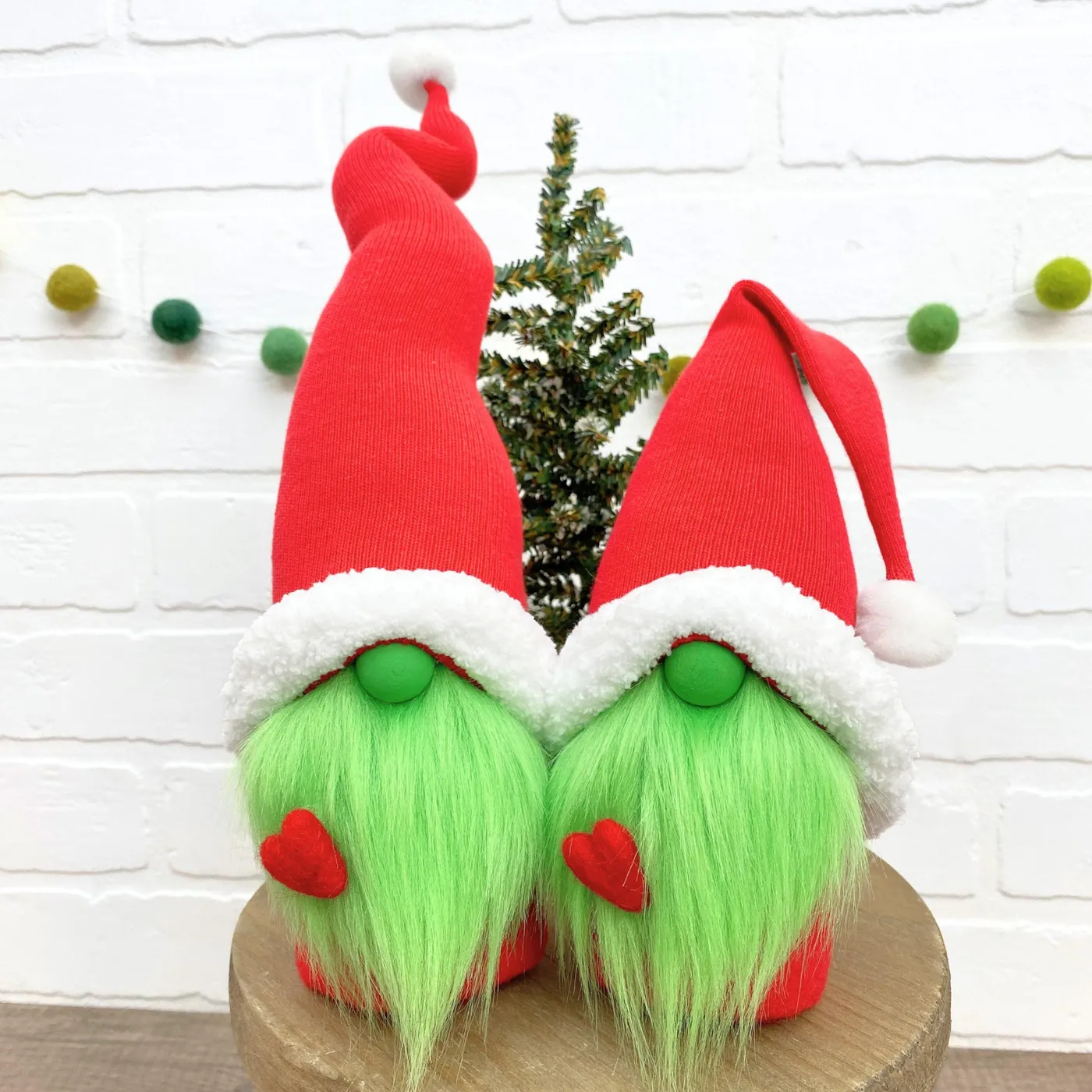 Grinch Santa Gnome Handmade Holiday Decor Luxury Velvet Faux Fur