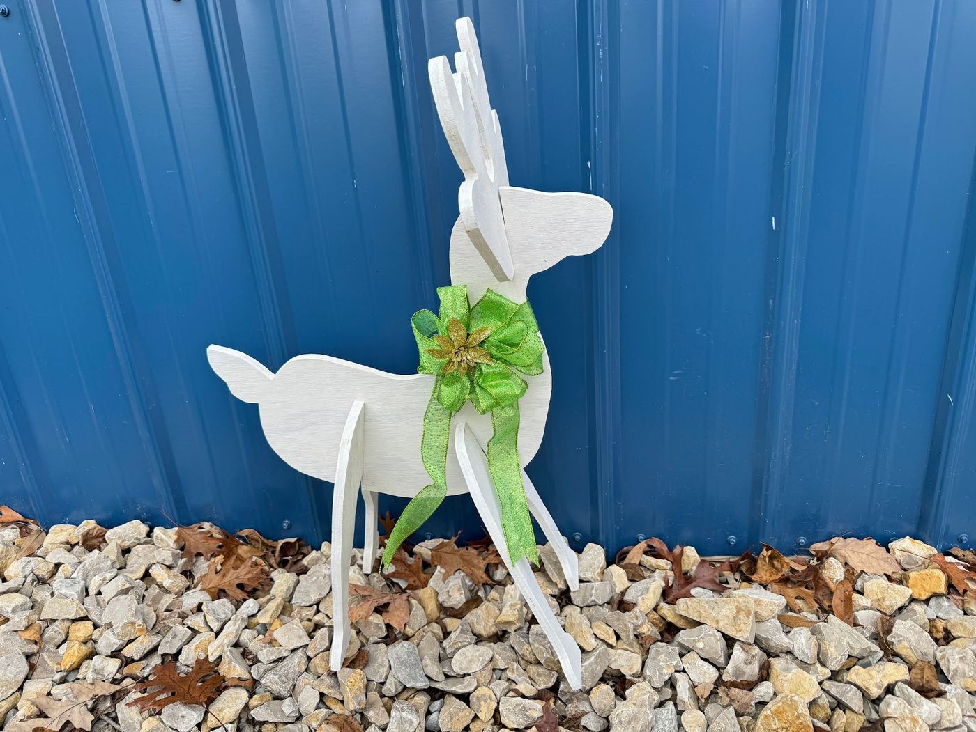 Hand Made Winter Christmas Yard Decor - White or Wood Reindeer - Indoo –  Spring Valley Crafts