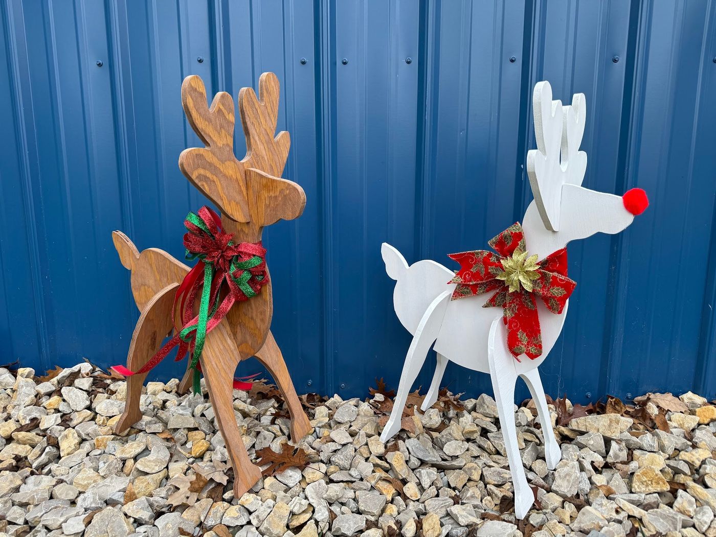 Hand Made Winter Christmas Yard Decor - White or Wood Reindeer - Indoo –  Spring Valley Crafts