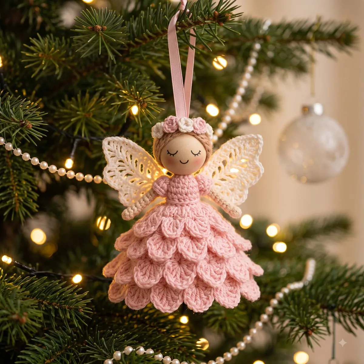 Handmade Crochet Angel Ornament | Christmas Tree Decor