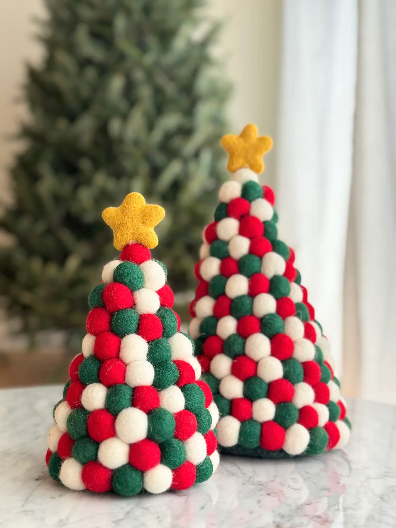 Handmade Felt Ball Christmas Tree Table Display - Ganapati Crafts Co.