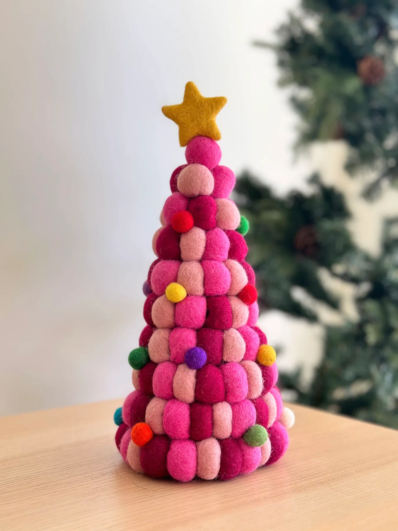 Handmade Felt Ball Christmas Tree Table Display - Ganapati Crafts Co.