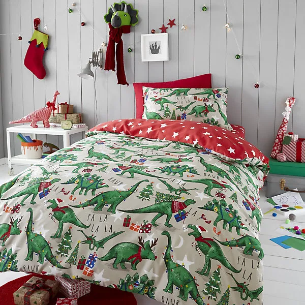 Happy Linen Company Festive Dinosaur Kids Bedding Toddler