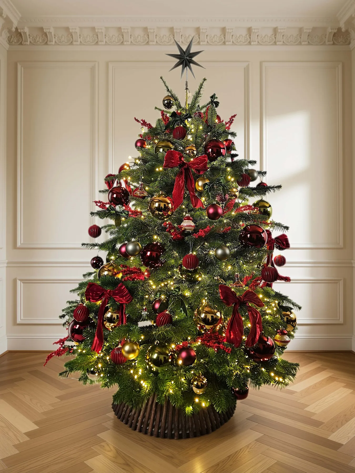 Heritage Crimson - Luxury Decorated Christmas Tree | Fir Tree: Dublin Christmas Tree Delivery
