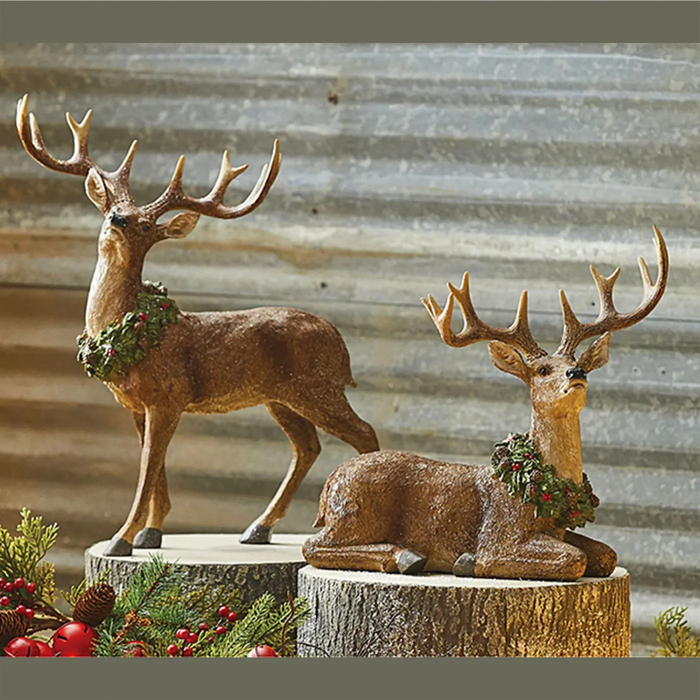 Holiday Deer Sculpture Set