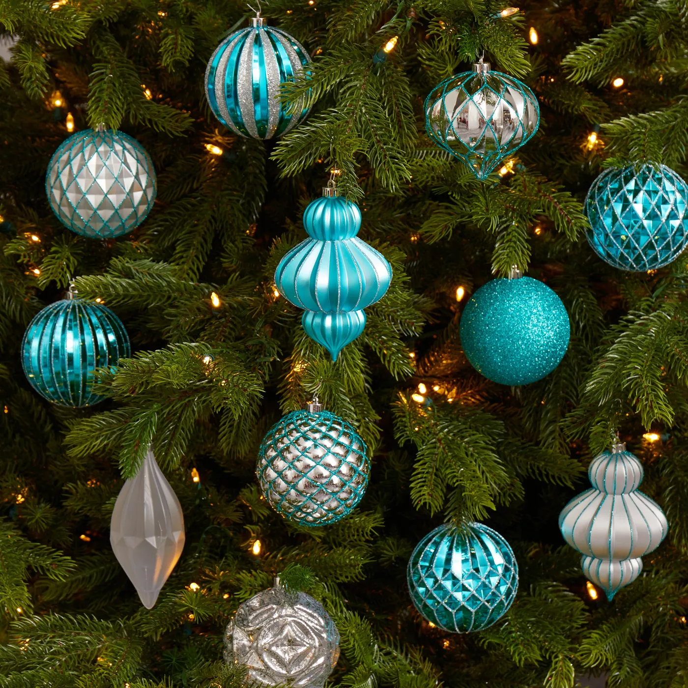 Holiday Lux Shatterproof 12 Count Christmas Ornament Set Blue