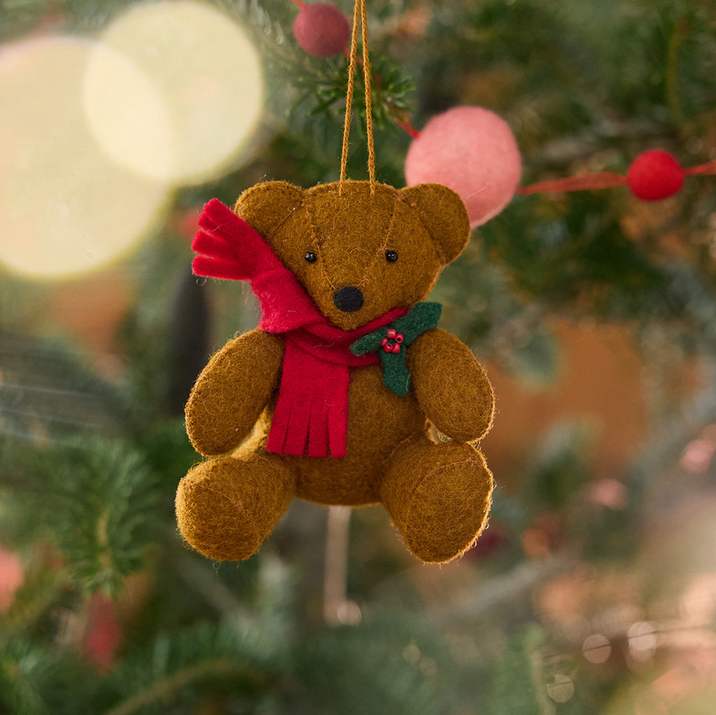 Holiday Teddy Bear Ornament – Handmade Vintage Christmas Decoration –  Craftspring