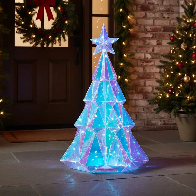 Holiday Tree Christmas Holographic The Holiday Aisle® High USB Electric RGB Lighted Holographic Holiday Tree With Remote Control Wayfair