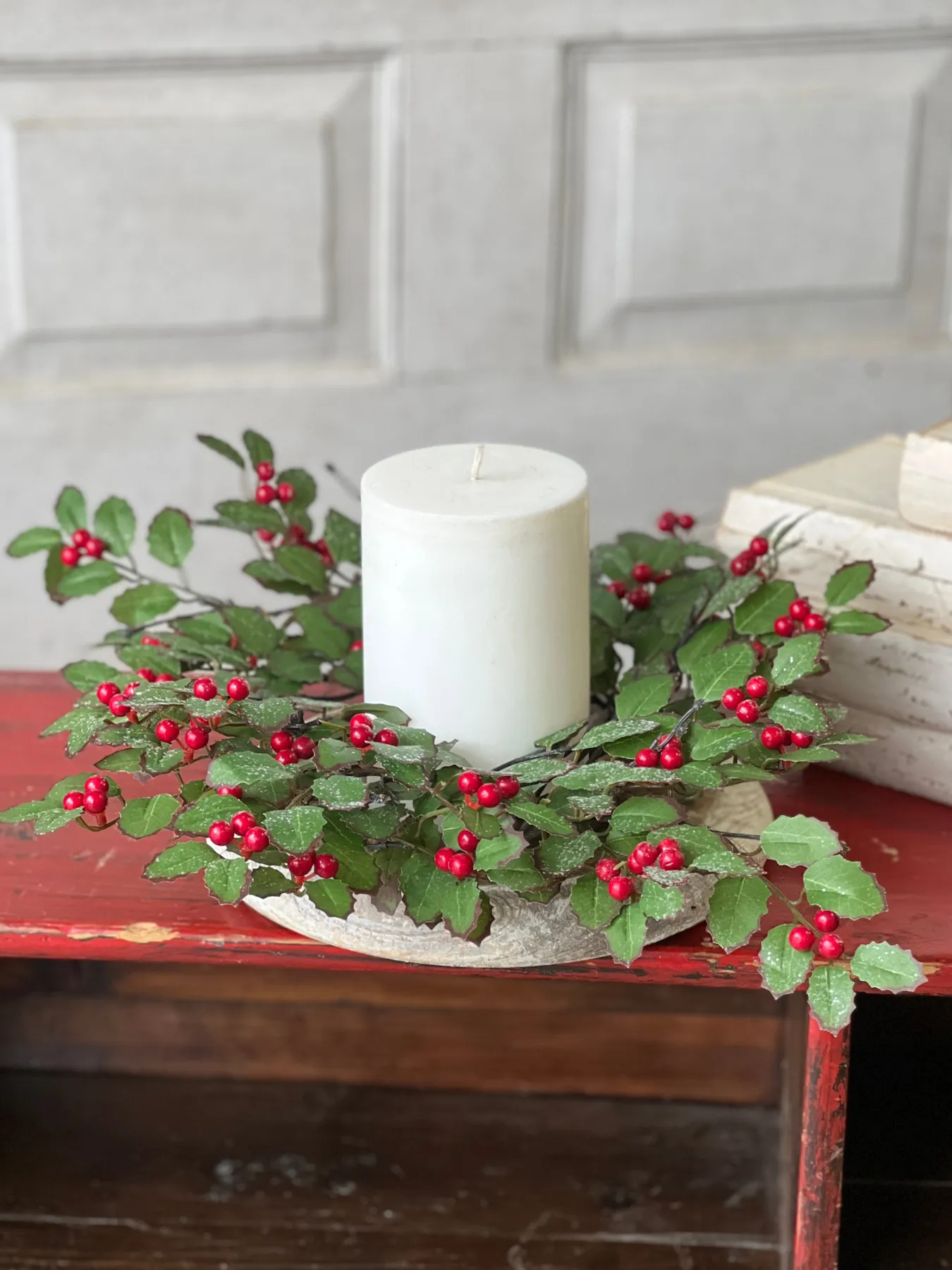 Holly Candle Ring with Berries | 16' - Lancaster Home & Holiday