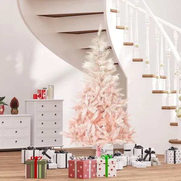HOMCOM Unlit Spruce Artificial Christmas Tree with Realistic Branches & 800 Tips - Pink (6 ft) Delivery or Pickup Near Me - Instacart