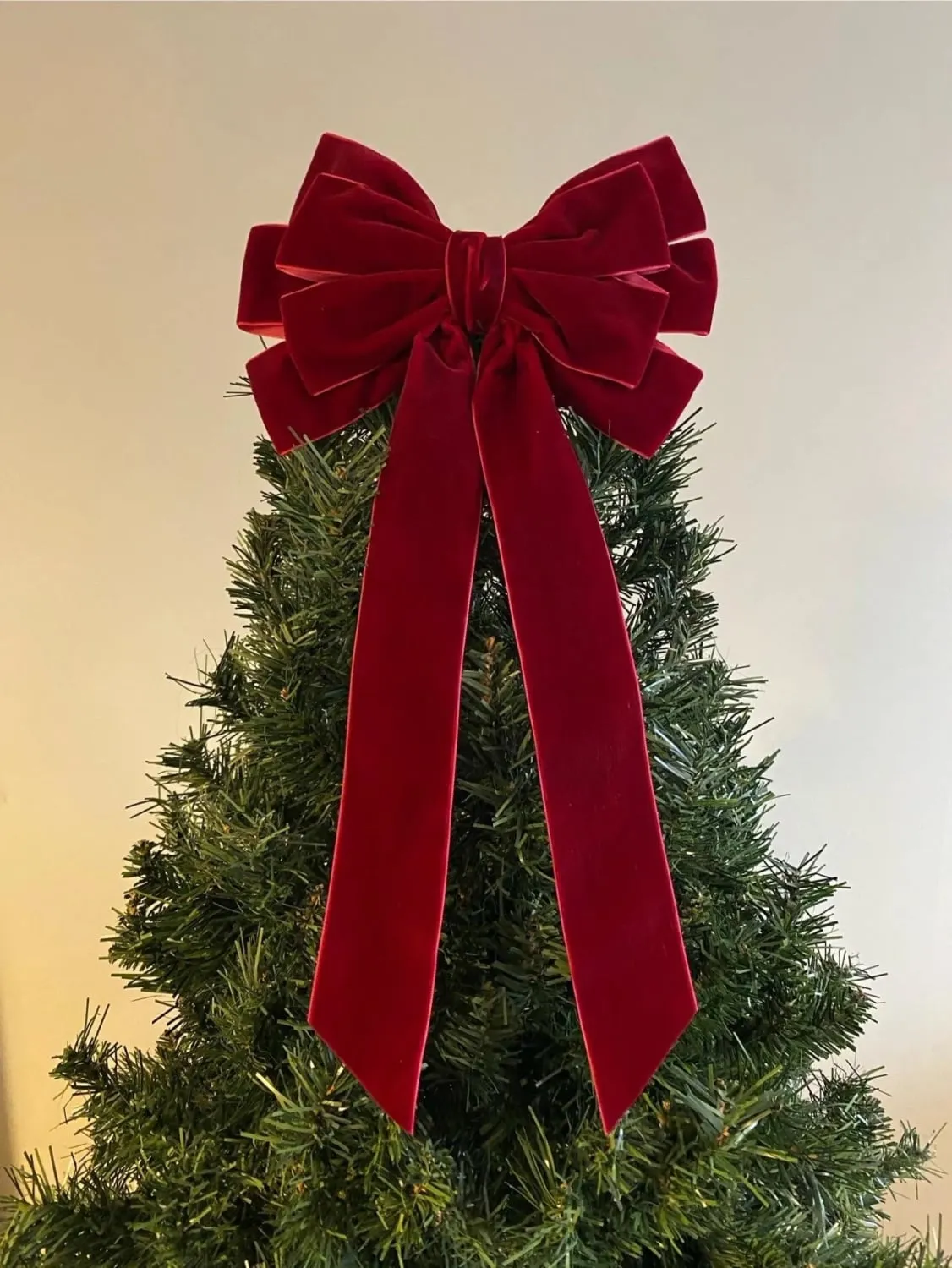 HONEYBOWBOW | Velvet Christmas tree bow | 9' Topper Deep Red SR239