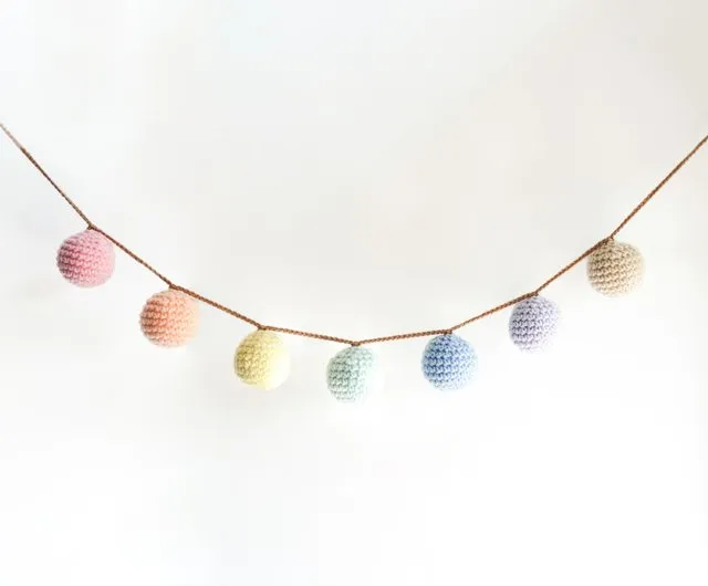 Hong Kong Crochet Pastal Pom Pom Garland Party Camping Picnic Birthday Interior Decoration Wanderwall - Pinkoi