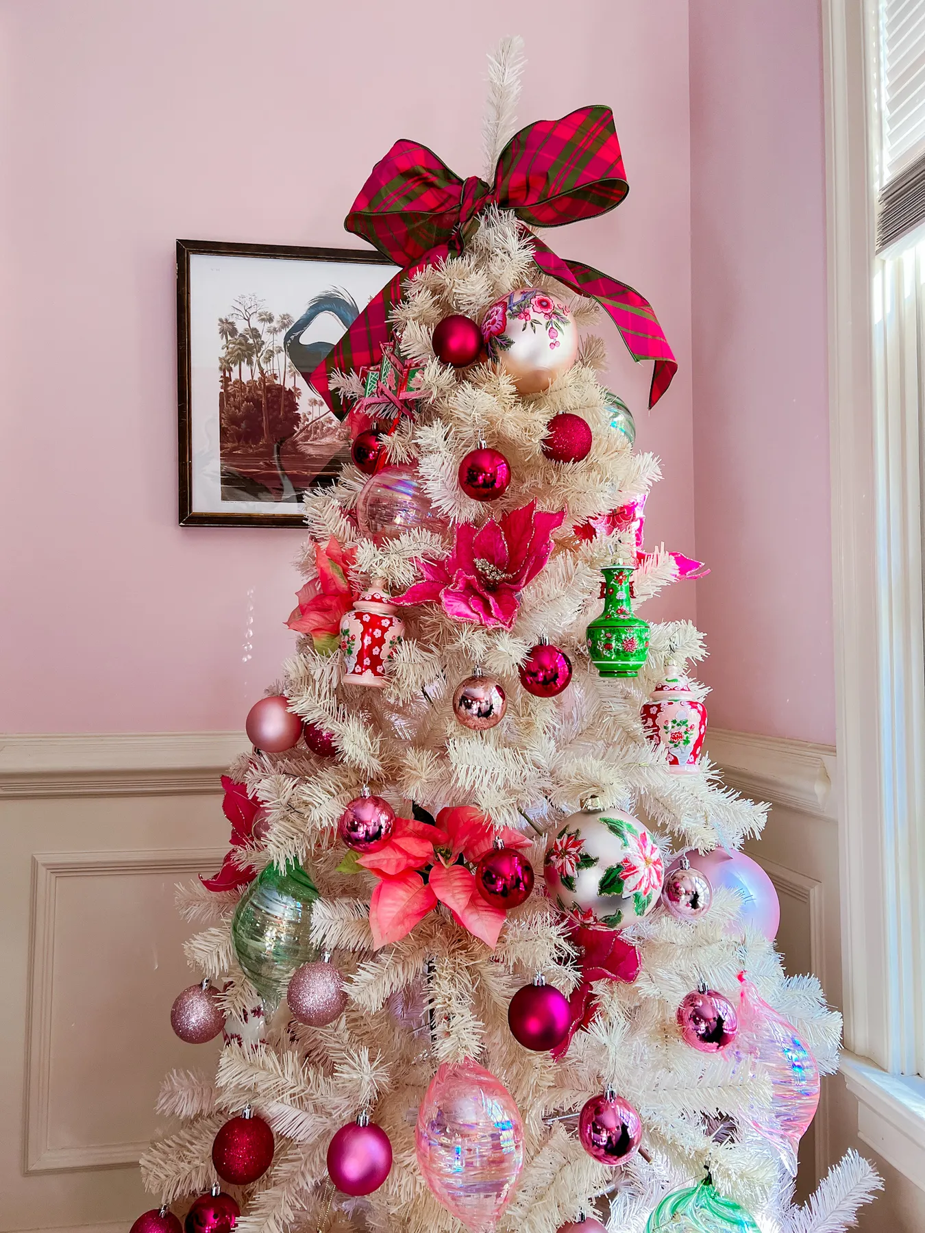 Hot Pink Velvet Poinsettia Stem