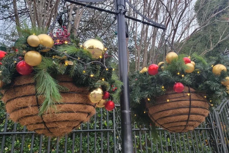 How To Turn Hanging Baskets Into Christmas Decorations!