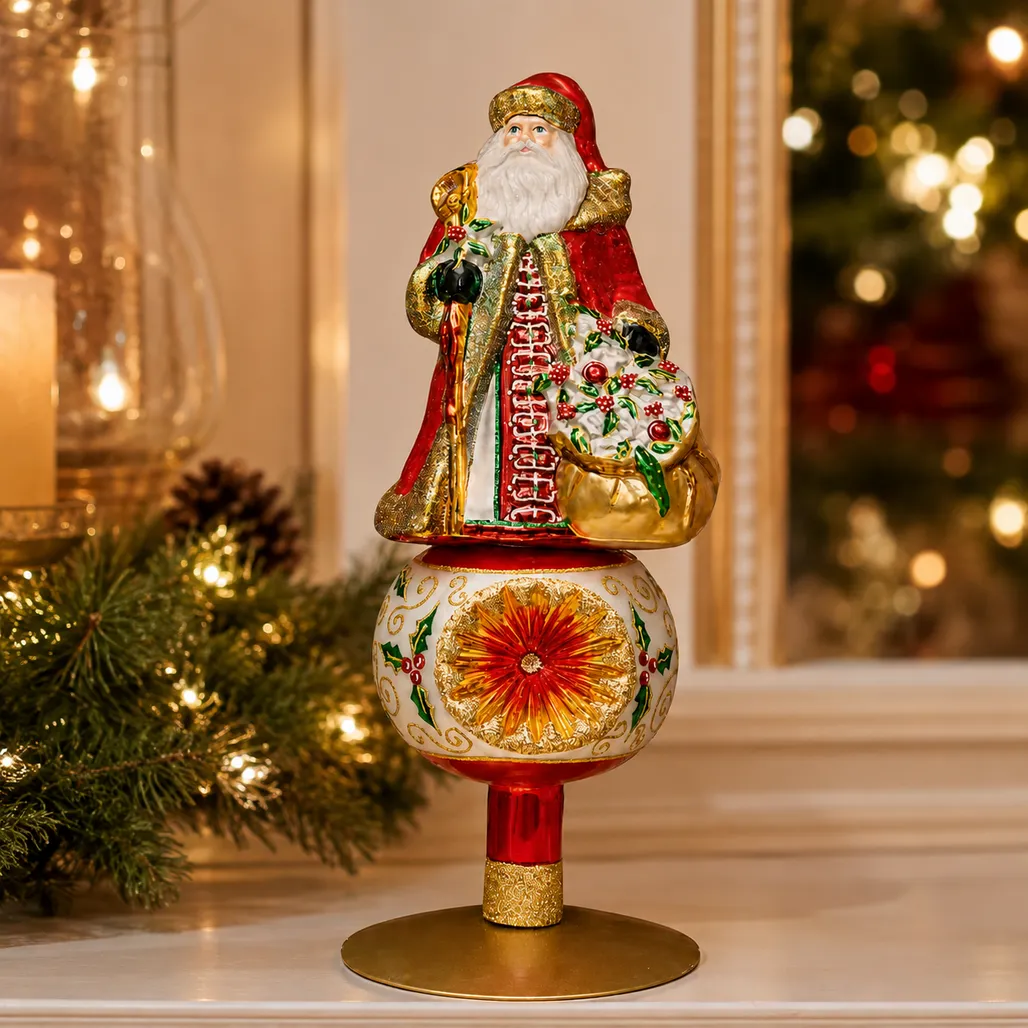 Huras Family Holly Berry Santa Tree Topper