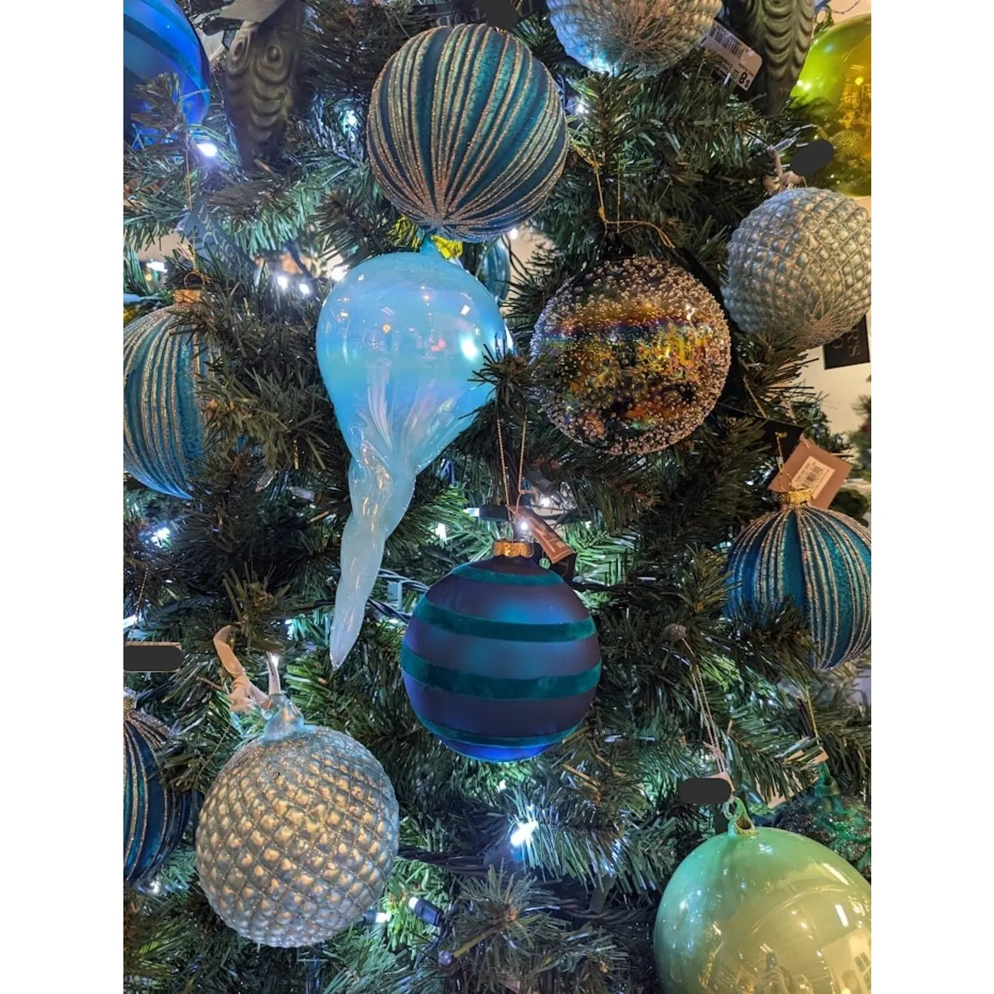 Jim Marvin Enterprises Flocked Electric Blue Stripe Ball Ornament 4'