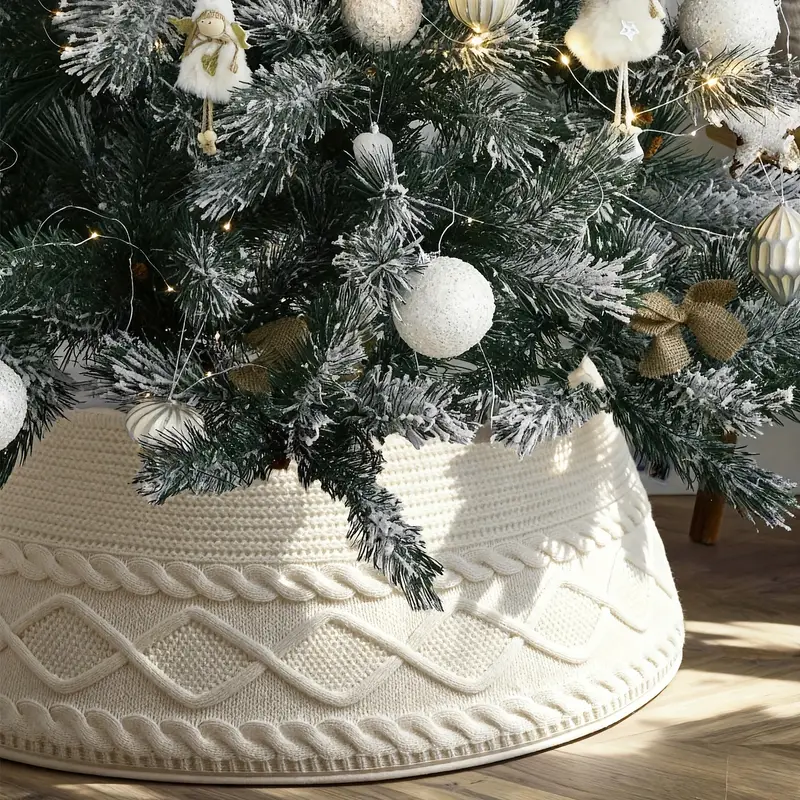 knitted christmas tree collar cream - Temu