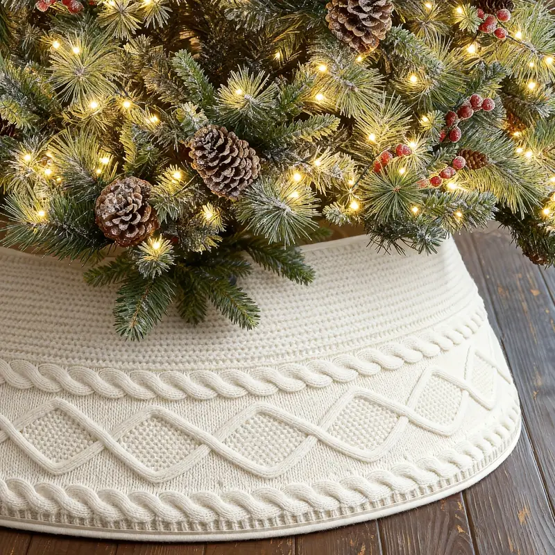 knitted christmas tree collar cream - Temu